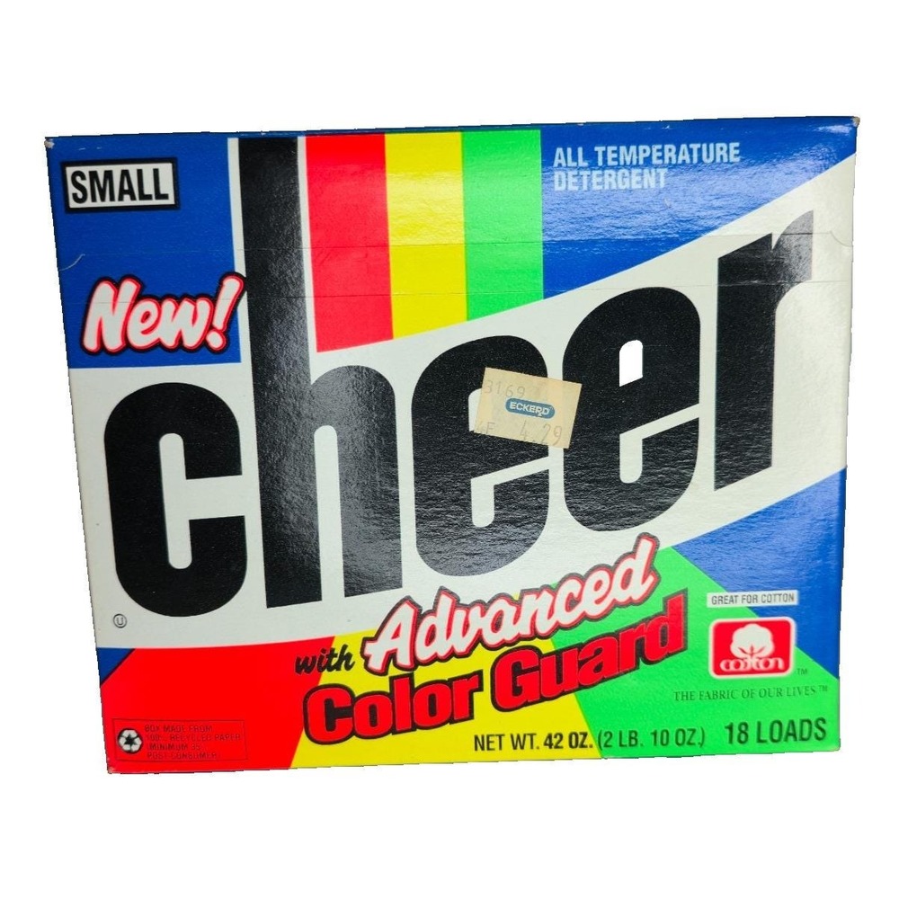 Cheer 1992 Color Guard 18 Load Powder Laundry Detergent NEW NOS‎ Prop USA Rare!